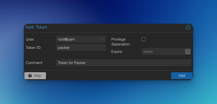 Création du token API